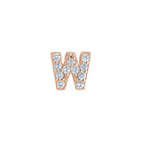 Rose Gold Finish Sterling Silver Micropave W Initial Charm with Simulated Diamonds