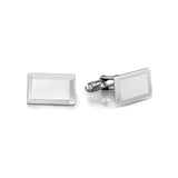 Rhodium Finish Brite Etched Cufflinks