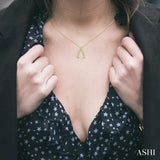 1/8 Ctw Petite Wishbone Diamond Pendant in 10K Yellow Gold with Chain