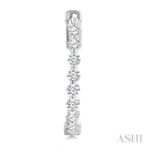 1 Ctw Inside-Out Single Prong Set Round Cut Diamond Hoop Earrings in 14K White Gold