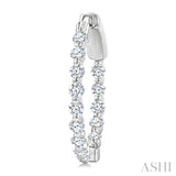 1 Ctw Inside-Out Single Prong Set Round Cut Diamond Hoop Earrings in 14K White Gold
