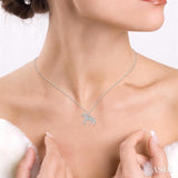 1/10 Ctw Petite Horse Round Cut Diamond Fashion Pendant With Chain in 10K White Gold
