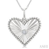 1/20 Ctw Heart fluted medallion Round Cut Diamond Pirouette Pendant With Chain in Sterling Silver