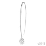 1/3 Ctw Oval Shape Dangler Lovebright Round Cut Diamond Earring in 14K White Gold