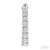 1/2 Ctw Graduated Round Cut Diamond Fashion Hoop Earrings in 14K White Gold