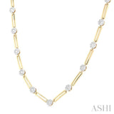 1 1/3 ctw Lovebright Round Cut Diamond Paper Clip Necklace in 14K Yellow and White Gold