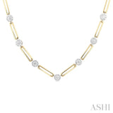 1 1/3 ctw Lovebright Round Cut Diamond Paper Clip Necklace in 14K Yellow and White Gold