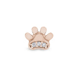 Rose gold finish sterling silver paw charm with simulated diamonds