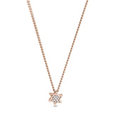 Rose gold finish finish sterling silver starfish pendant with simulated diamonds on 18 chain