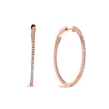 Rose gold finish sterling silver micropave inside out large hoop earrings with simulated diamonds