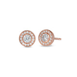 Rose gold finish sterling silver micropave round simulated diamond earrings with simulated diamonds