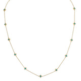 Gold finish sterling silver station necklace with simmulated diamonds - adjustable chain 18- 20