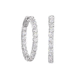 Platinum finish sterling silver micropave 3.0  hoop earrings with simulated  diamonds