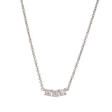Platinum finish sterling silver necklace with 3 round simulated diamonds on 16-18 adjustable chain