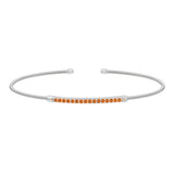 Rhodium finish sterling silver cable cuff bracelet with simulated citrine birth gems - november