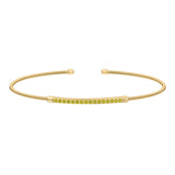 Gold finish sterling silver cable cuff bracelet with simulated peridot birth gems - august