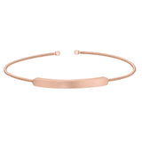 Rose gold finish sterling silver cable cuff bracelet with name plate