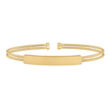 Gold finish sterling silver two cable cuff bracelet with name plate