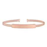 Rose gold finish sterling silver two cable cuff bracelet with name plate