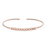 Rose gold finish sterling silver cable cuff bracelet with ten diamond cut spinning beads