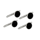 4-pc Sterling Silver 9mm Stud Set W/Onyx Stones