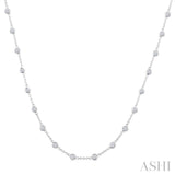 2 Ctw Bezel Set Round Cut Diamond Station Necklace in 14K White Gold