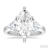 1 1/10 Ctw Marquise Shape Trillion and Round Cut Diamond Semi Mount Engagement Ring in 14K White Gold