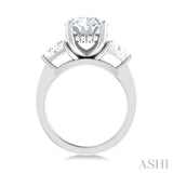 1 1/10 Ctw Oval Shape Trillion Cut & Round Cut Diamond Semi Mount Engagement Ring in 14K White Gold