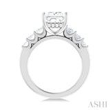 1.00 ctw Princess Shape Oval and Round Cut Diamond Semi Mount Engagement Ring in 14K White Gold