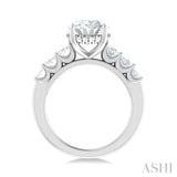 1 1/4 Ctw Oval Shape Oval and Round Cut Diamond Semi Mount Engagement Ring in 14K White Gold