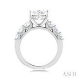 1 1/5 Ctw Marquise Shape Round Cut Diamond Semi Mount Engagement Ring in 14K White Gold