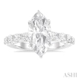 1 1/3 Ctw Marquise Shape Oval and Round Cut Diamond Semi Mount Engagement Ring in 14K White Gold