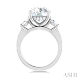 1 1/10 Ctw Tri-Mount Past, Present and Future Round Cut Diamond Semi Mount Engagement Ring in 14K White Gold