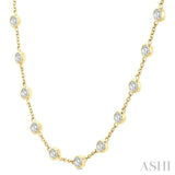 5 Ctw Bezel Set Round Cut Diamond Station Necklace in 14K Yellow Gold