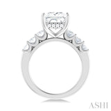 1 1/4 Ctw Princess Shape Oval and Round Cut Diamond Semi Mount Engagement Ring in 14K White Gold