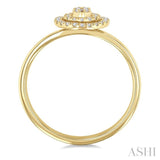 1/6 Ctw Double Halo Round shape Petite Round Cut Diamond Fashion Ring in 10K Yellow Gold