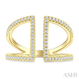 1/3 Ctw Geometric Wide Split Lightweight Round Cut Diamond Open Fashion Ring in 10K Yellow Gold