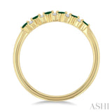 1.9 MM Emerald and 1/10 Ctw Round Cut Diamond Precious Band in 14K Yellow Gold