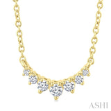 1/8 Ctw Graduated Petite Diamond Smile Necklace in 14K Yellow Gold