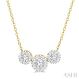 1 1/2 Ctw 3-Stone Lovebright Round Cut Diamond Necklace in 14K Yellow & white Gold