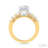 1 1/4 Ctw Oval Shape Oval and Round Cut Diamond Semi Mount Engagement Ring in 14K Yellow and White Gold