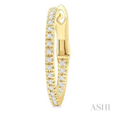 1/6 Ctw Inside & Outside Round Cut Diamond Hoop Earrings in 10K Yellow Gold