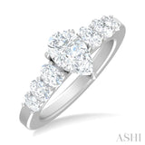 1.00 ctw Pers Shape Oval and Round Cut Diamond Semi Mount Engagement Ring in 14K White Gold