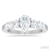 1.00 ctw Pers Shape Oval and Round Cut Diamond Semi Mount Engagement Ring in 14K White Gold