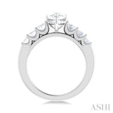 1.00 ctw Pers Shape Oval and Round Cut Diamond Semi Mount Engagement Ring in 14K White Gold