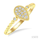 1/8 Ctw Petite Bead Shank Pear Shape Center Round Cut Bead Bijoux Diamond Fashion Ring in 10K Yellow Gold