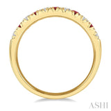 1/4 ctw Round Cut Diamond and 2.3MM Ruby Precious Wedding Band in 14K Yellow Gold