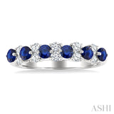 2.7 MM Sapphire and 1/3 Ctw Round Cut Diamond Precious Band in 14K White Gold