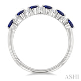 2.7 MM Sapphire and 1/3 Ctw Round Cut Diamond Precious Band in 14K White Gold