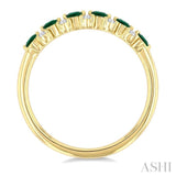 2.3 MM Emerald and 1/5 Ctw Round Cut Diamond Precious Band in 14K Yellow Gold